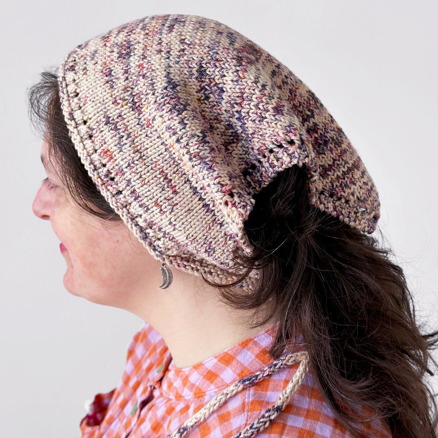 Side view of Santorini Kerchief in Malabrigo Verano