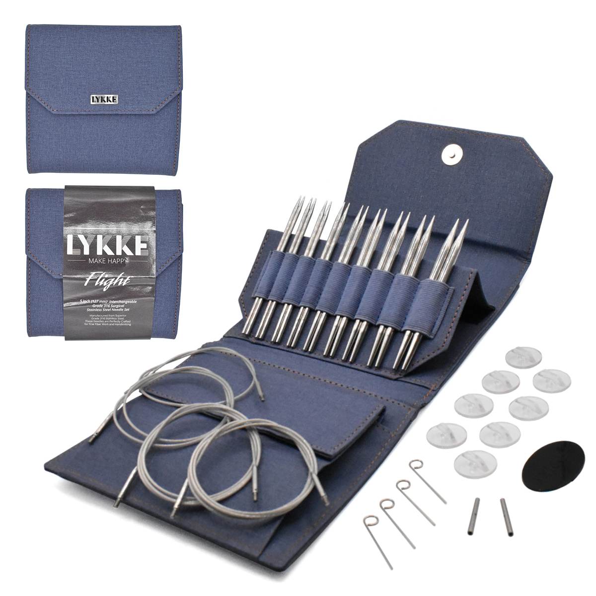 Lykkefl Flight Interchangeable Needle Set in Denim