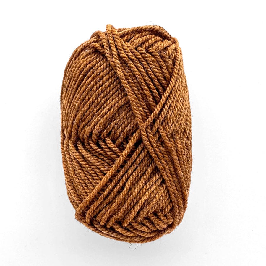 Saffron-colored Heathers yarn ball