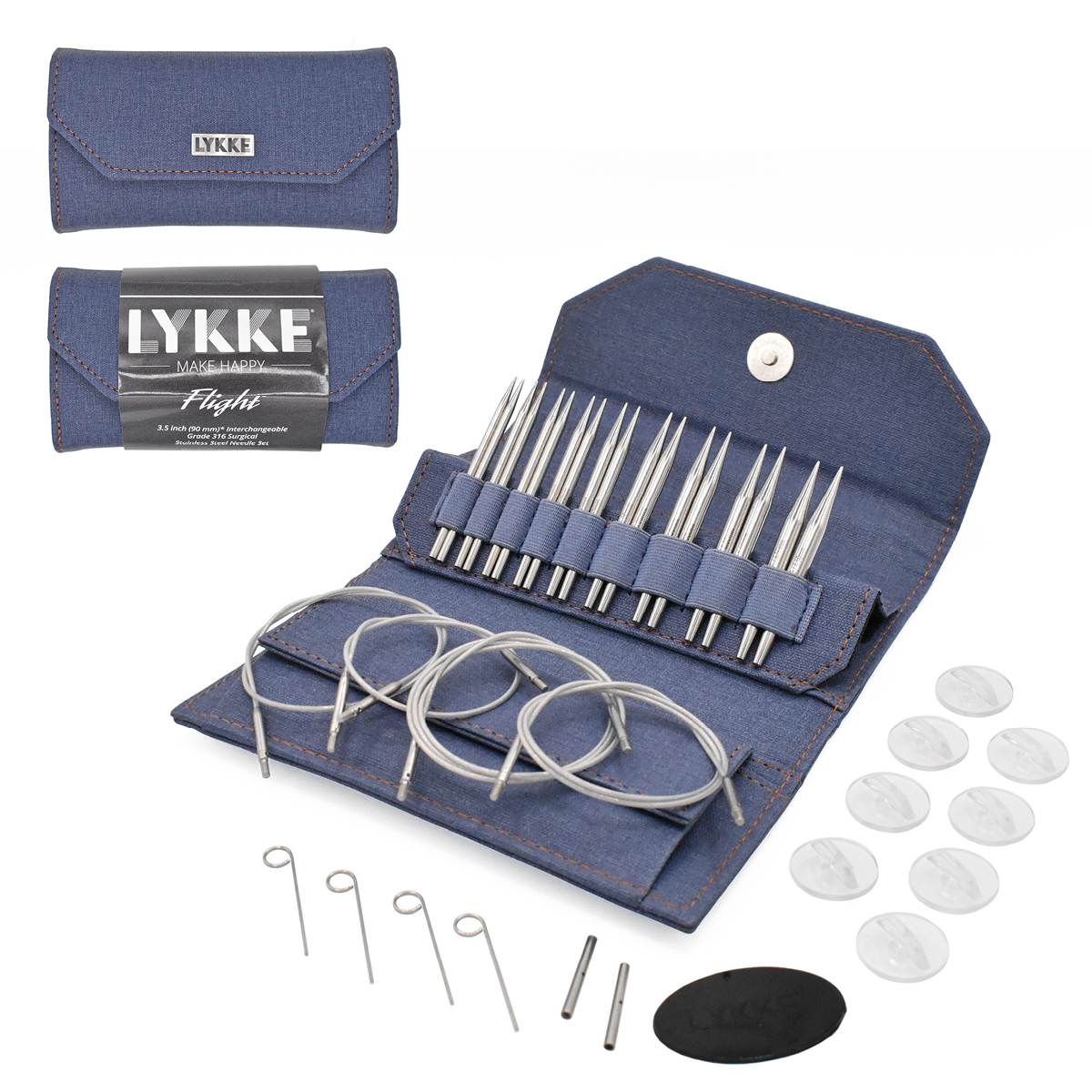 LYKKE Flight Interchangeable Knitting Needle Set - Denim