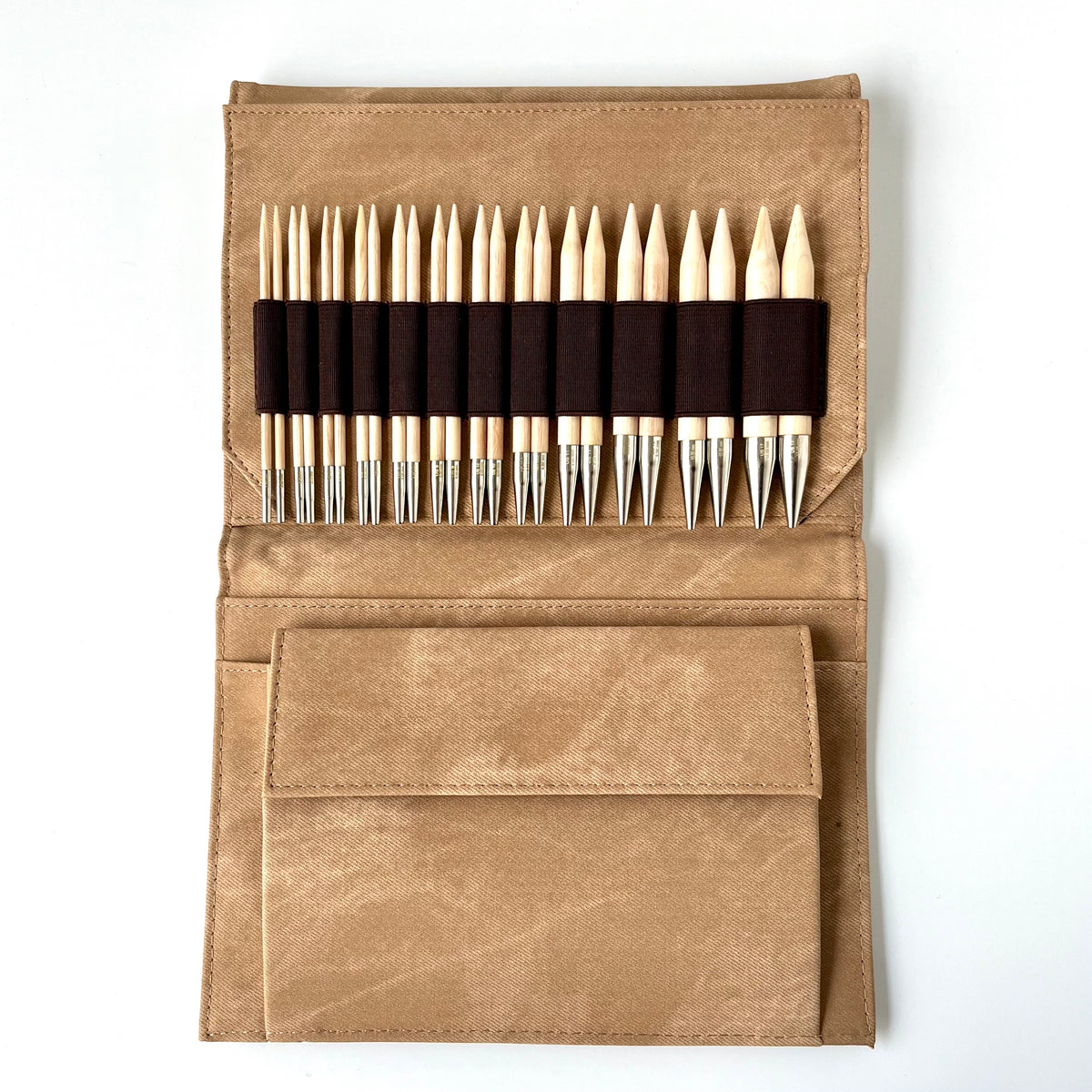 Lykke 5-inch  interchangeable needle set in natural wood colorway.