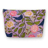 Makeup bag with bird and floral print