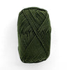 Dark green skein of yarn on a white background