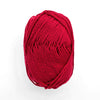 Red skein of yarn on a white background