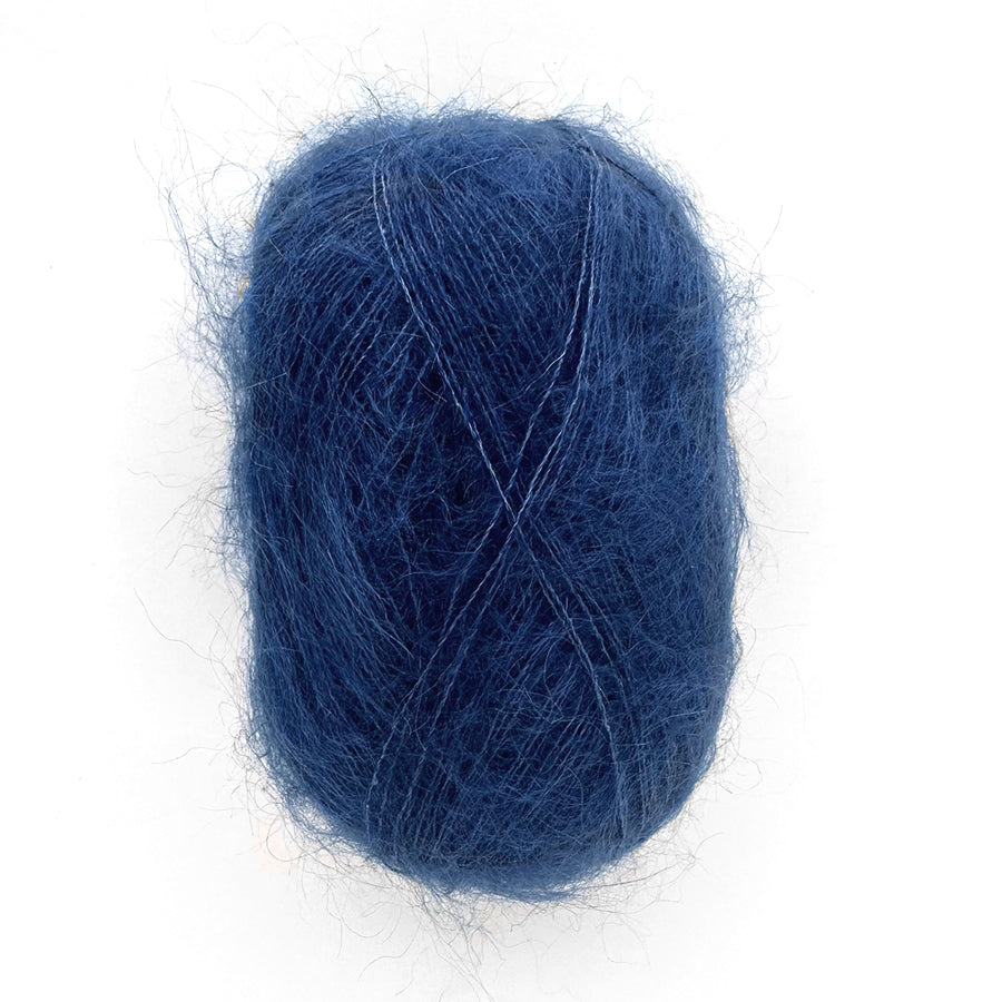 Blue mohair yarn ball