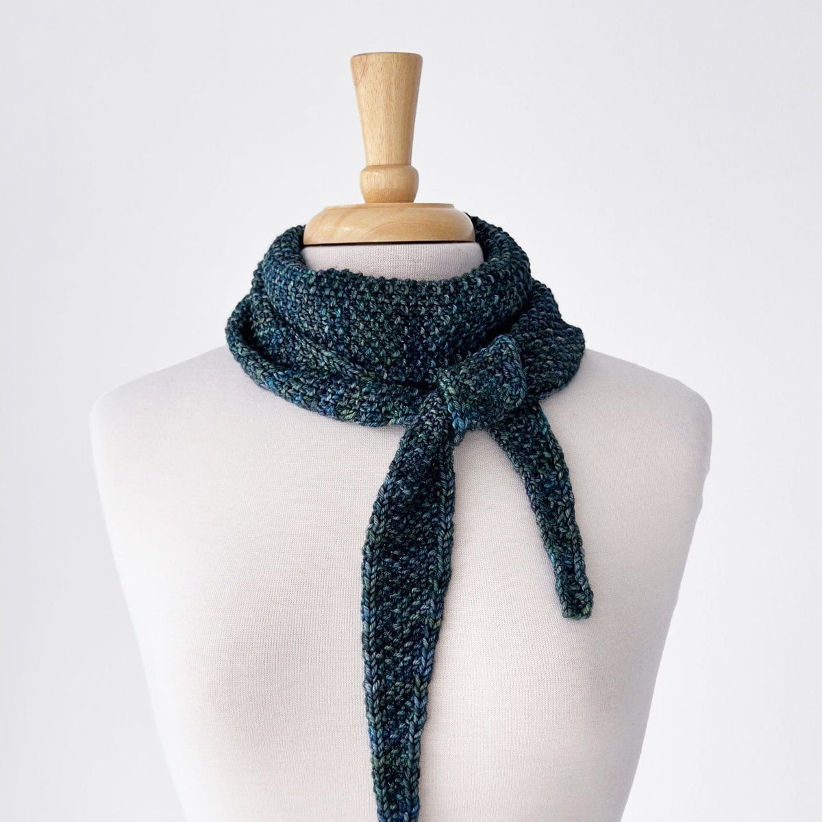 Malabrigo Rios Aurora Boreal scarf on mannequin
