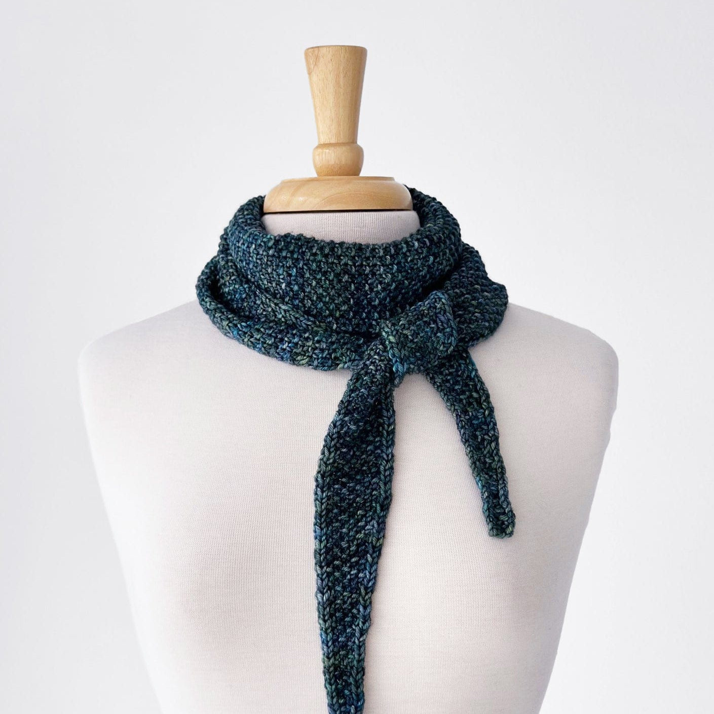 Malabrigo Rios Aurora Boreal scarf on mannequin